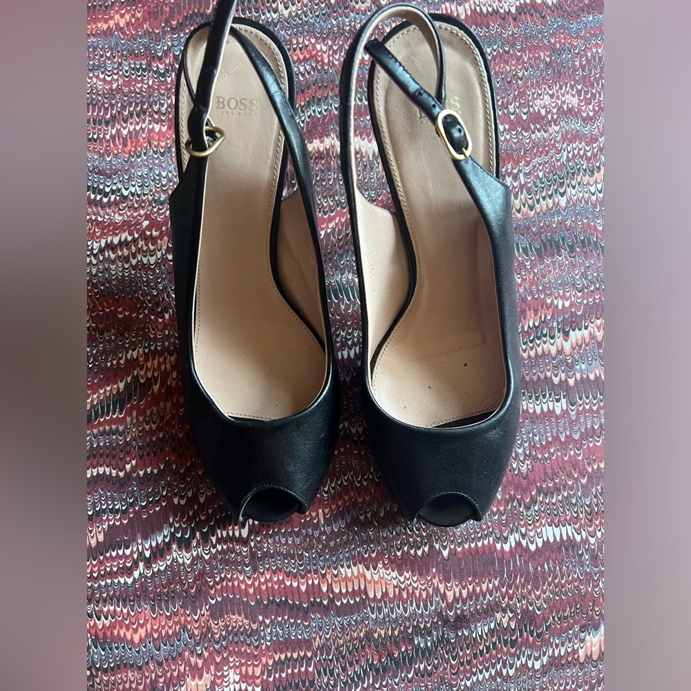 Hugo Boss platform black sandals